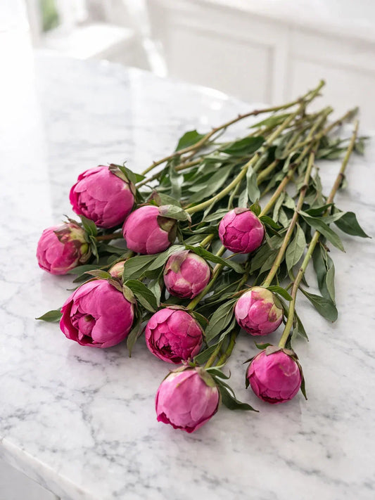 Kansas peonies ready to be trimmed and arranged