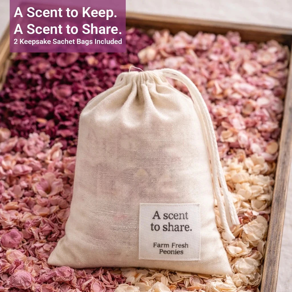'A scent to share' peony petal sachet keepsake