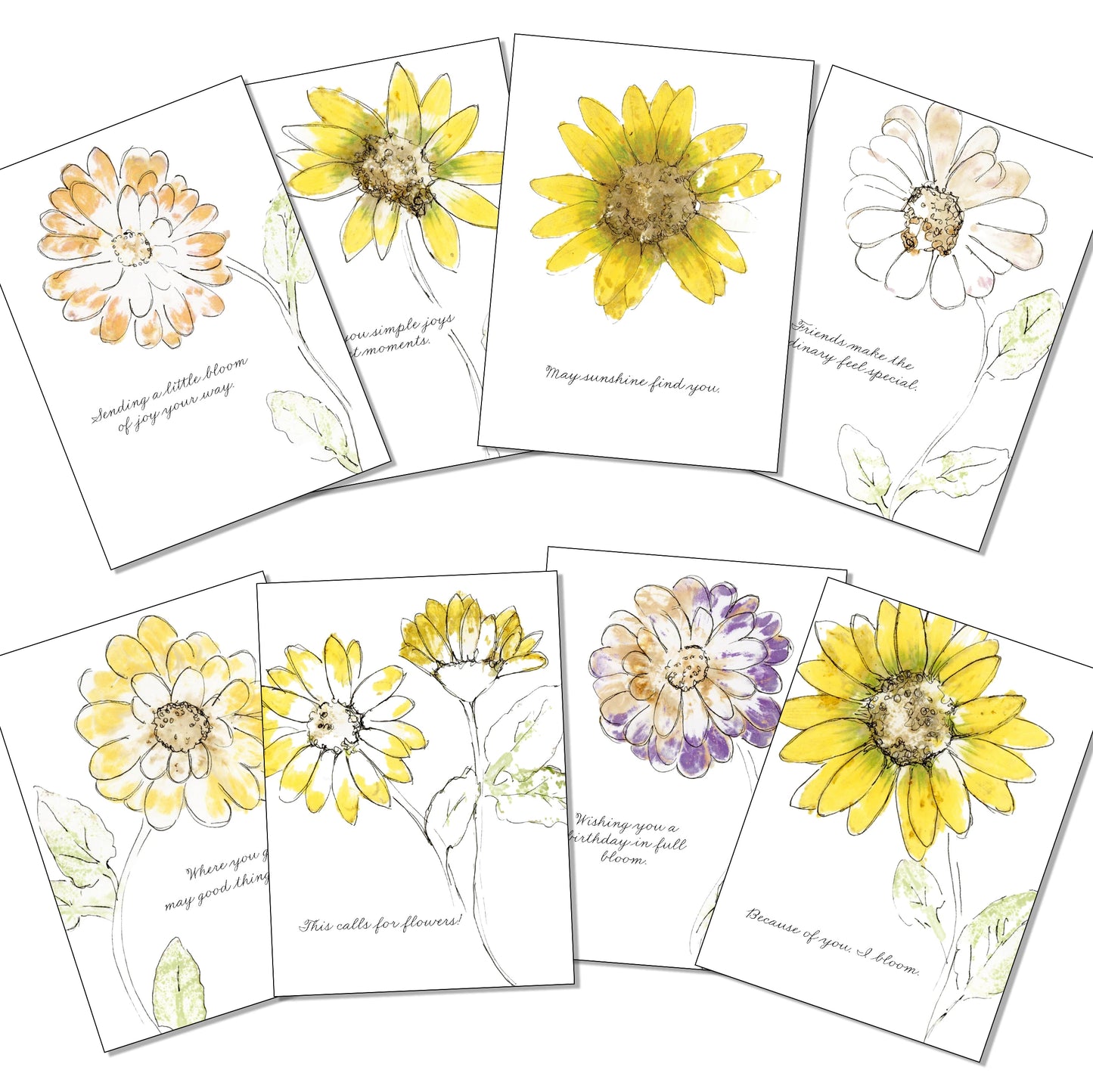 Bloom & Ink Complete Set — 8 Notecards